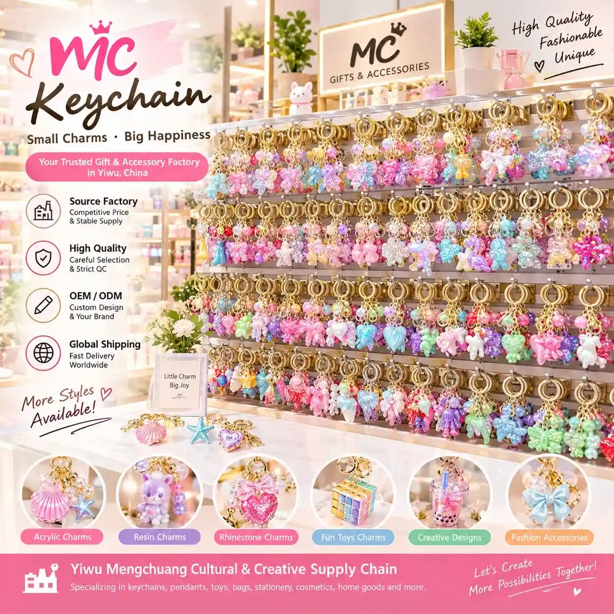 MC Keychain collection with acrylic, resin, rhinestone and creative keychain charms